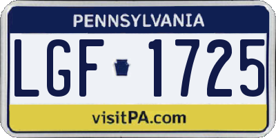 PA license plate LGF1725