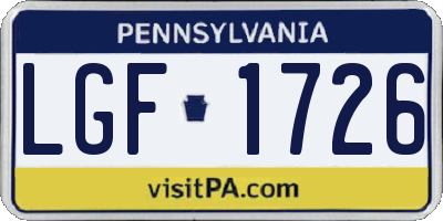 PA license plate LGF1726