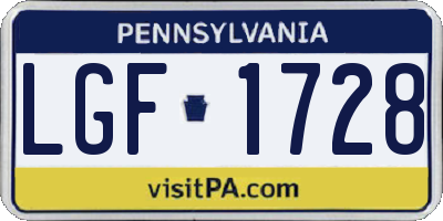 PA license plate LGF1728
