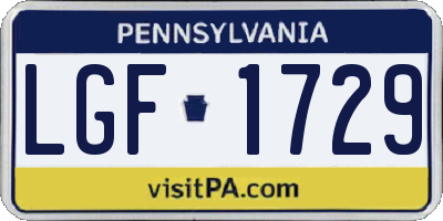 PA license plate LGF1729