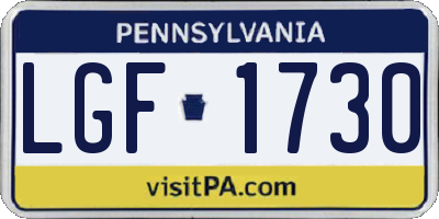 PA license plate LGF1730