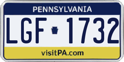 PA license plate LGF1732