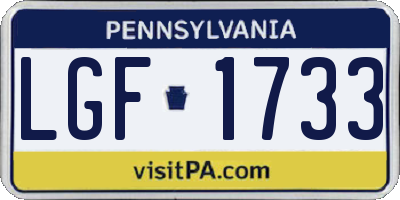 PA license plate LGF1733