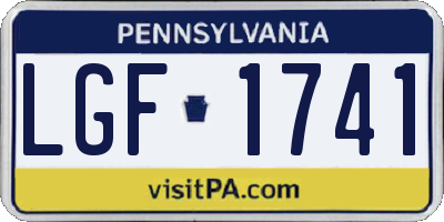 PA license plate LGF1741