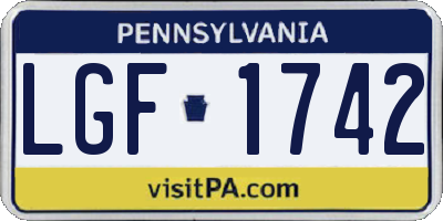 PA license plate LGF1742