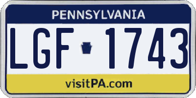 PA license plate LGF1743