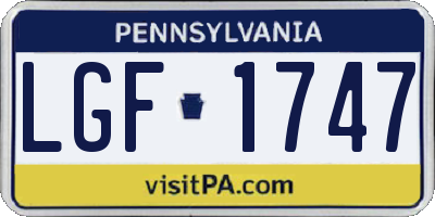 PA license plate LGF1747