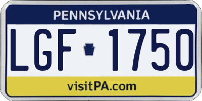 PA license plate LGF1750