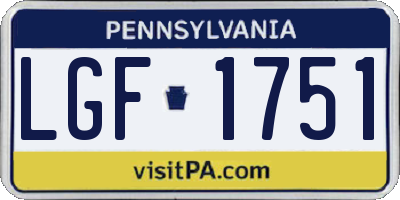 PA license plate LGF1751