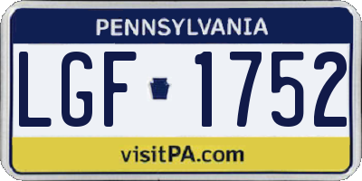 PA license plate LGF1752