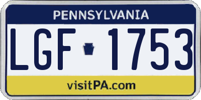 PA license plate LGF1753