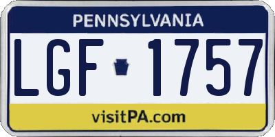 PA license plate LGF1757