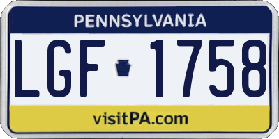 PA license plate LGF1758