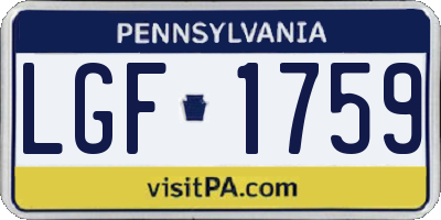 PA license plate LGF1759