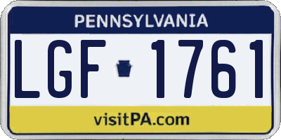 PA license plate LGF1761