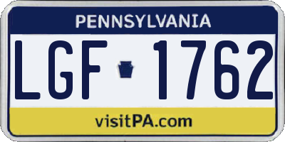 PA license plate LGF1762