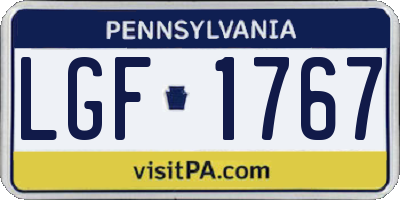 PA license plate LGF1767