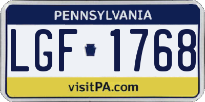 PA license plate LGF1768
