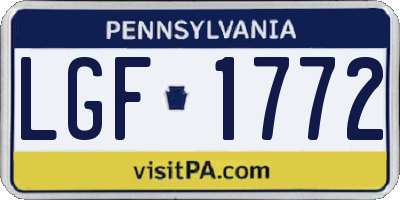 PA license plate LGF1772