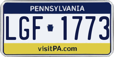PA license plate LGF1773