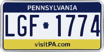 PA license plate LGF1774