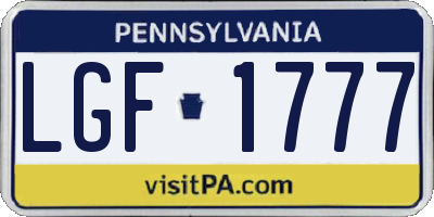 PA license plate LGF1777