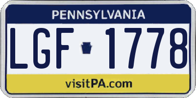 PA license plate LGF1778