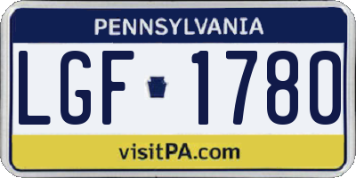 PA license plate LGF1780