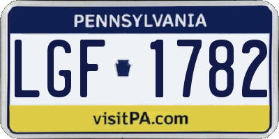 PA license plate LGF1782