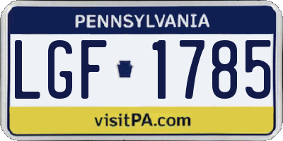PA license plate LGF1785