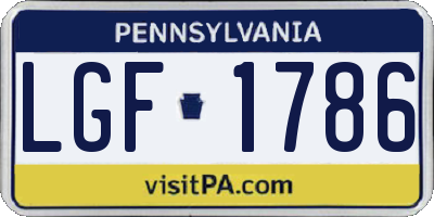 PA license plate LGF1786