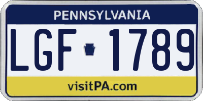 PA license plate LGF1789