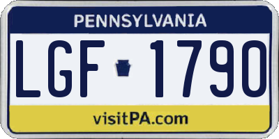 PA license plate LGF1790