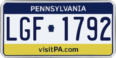 PA license plate LGF1792