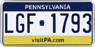 PA license plate LGF1793