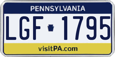 PA license plate LGF1795