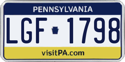 PA license plate LGF1798