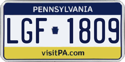 PA license plate LGF1809