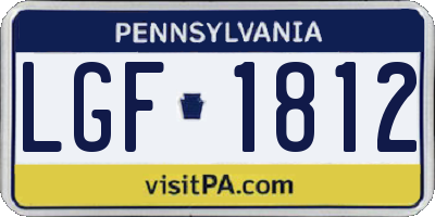 PA license plate LGF1812