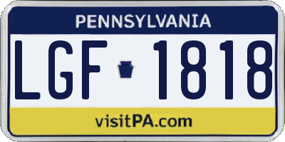 PA license plate LGF1818
