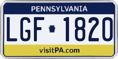 PA license plate LGF1820
