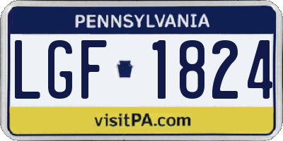 PA license plate LGF1824