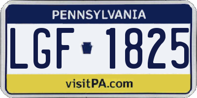 PA license plate LGF1825