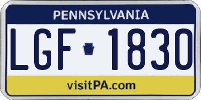 PA license plate LGF1830