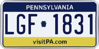 PA license plate LGF1831