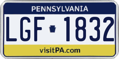 PA license plate LGF1832