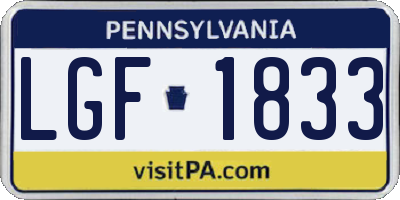 PA license plate LGF1833