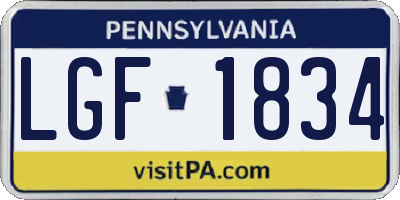 PA license plate LGF1834