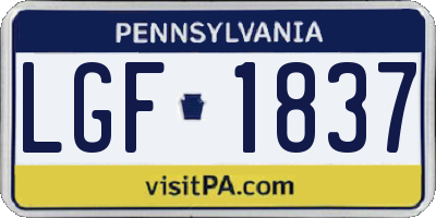 PA license plate LGF1837