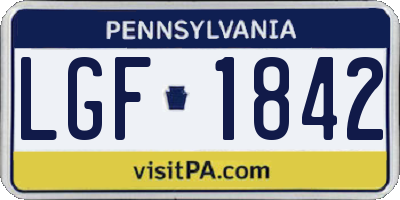 PA license plate LGF1842
